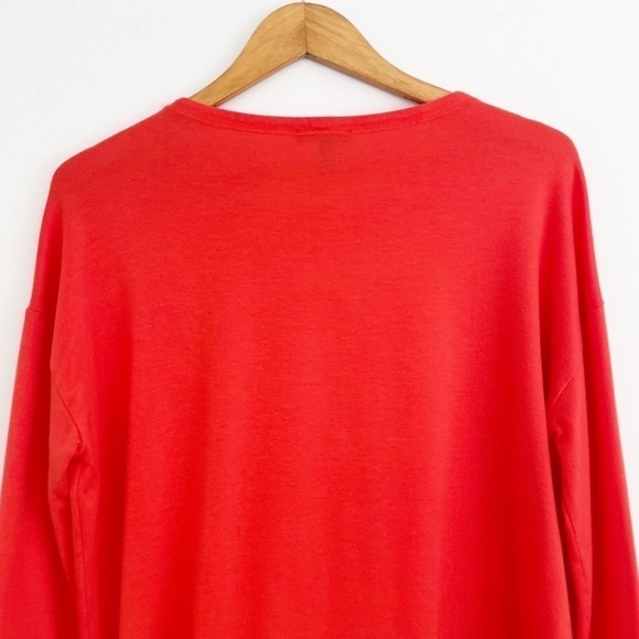 Eileen Fisher Orange Red Terry Pocket Scoop Neck Long Sleeve Stretch Top Size XS - Picture 9 of 14